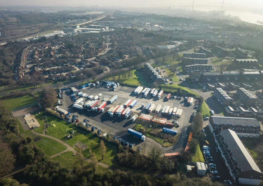 Aerial view of the Falcon container depot and yard