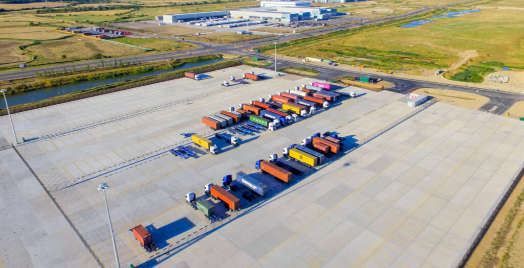 Aerial view of the Falcon secure truck park